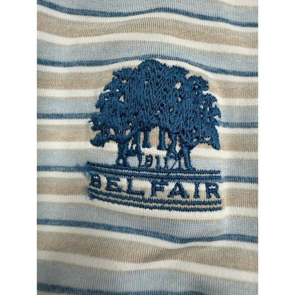 Peter Millar Polo Shirt Mens Crown Crafted Medium Striped Belfair Golf Club - Picture 7 of 14